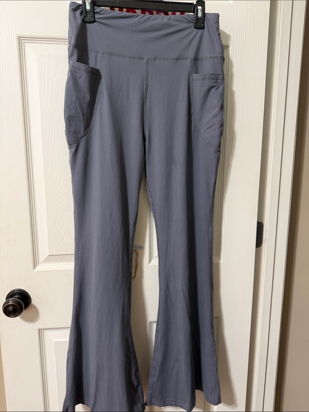 Slate Gray Wide Flare Pants with Side Pockets
